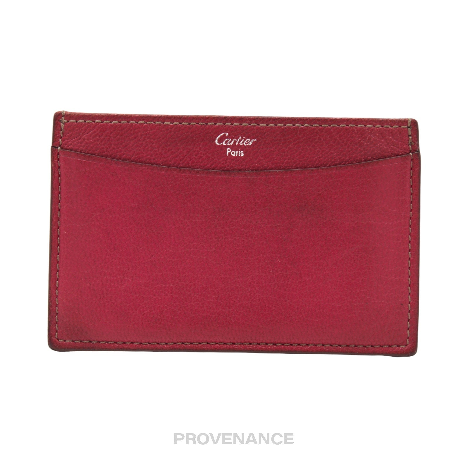 Cartier Card Holder Wallet - Raspberry Chevre Leather - 1