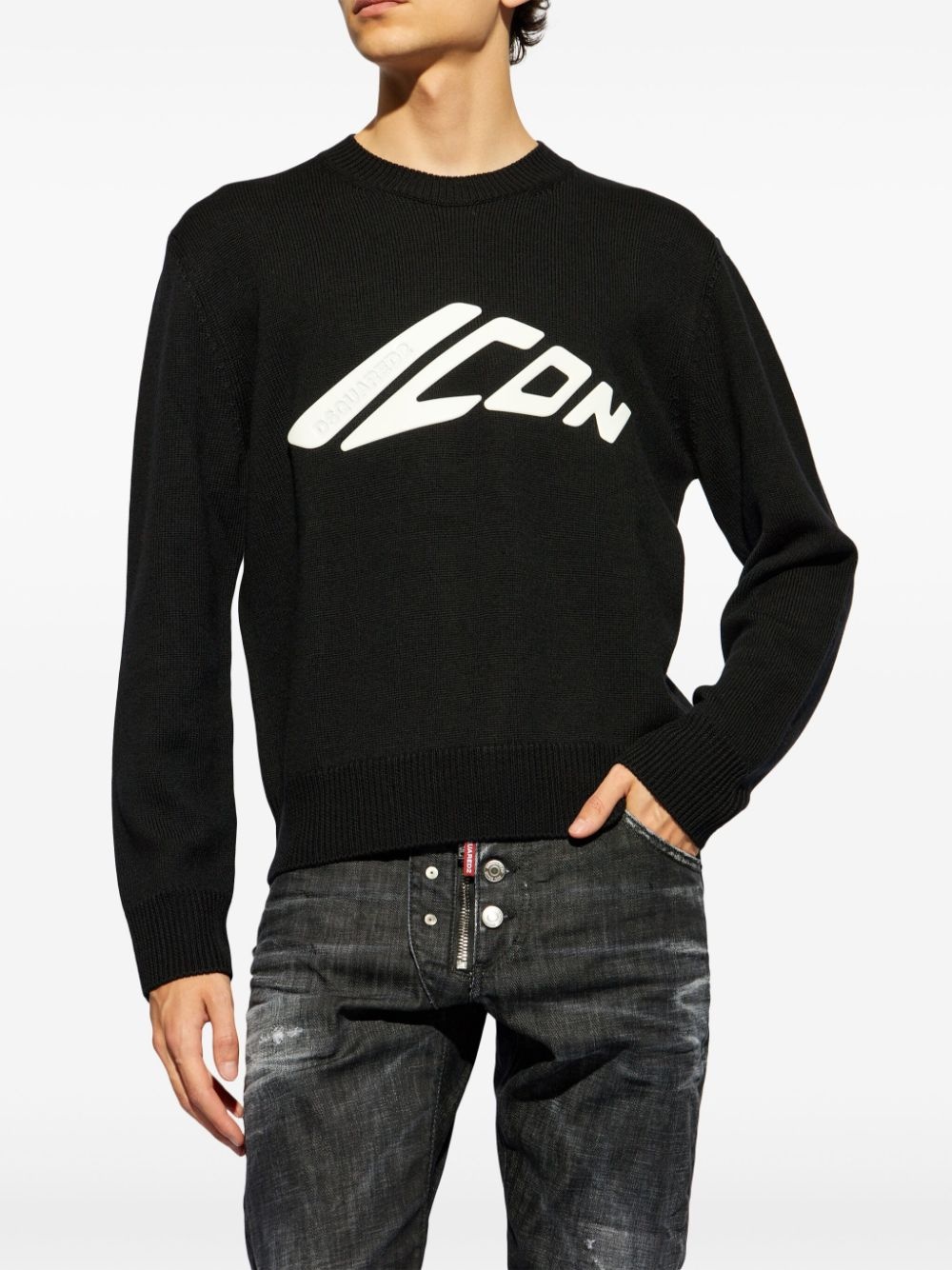 Icon logo-print virgin wool jumper - 3