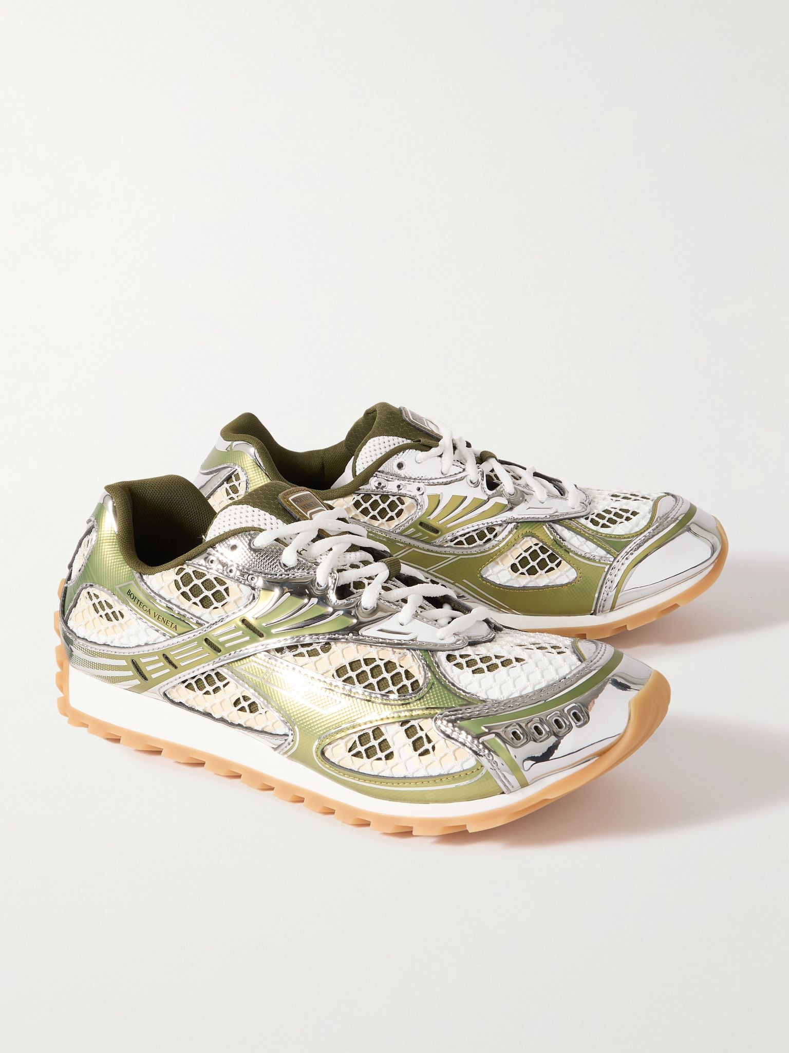 Orbit Metallic Rubber and Mesh Sneakers Green - 4