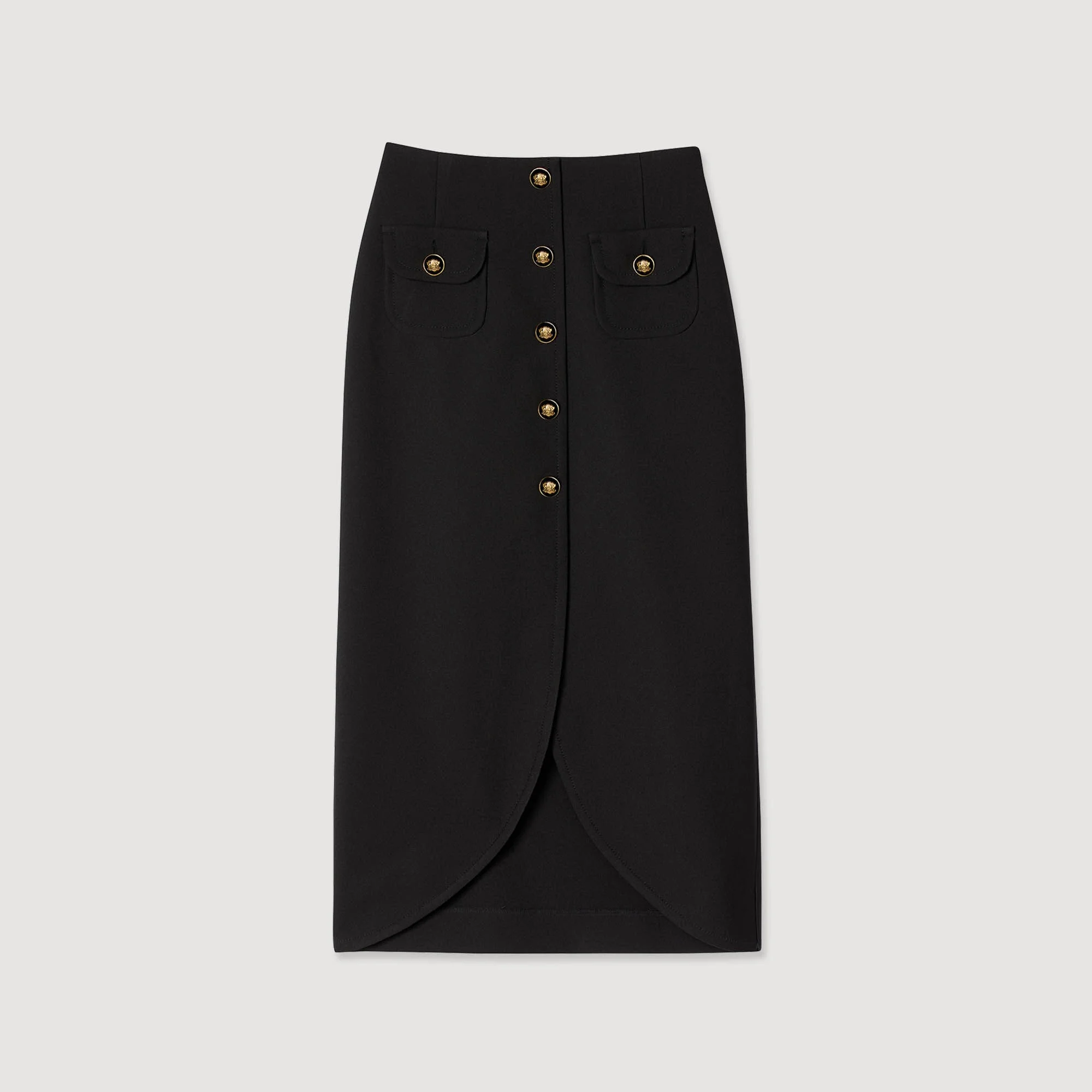 BUTTONED MIDI SKIRT - 1