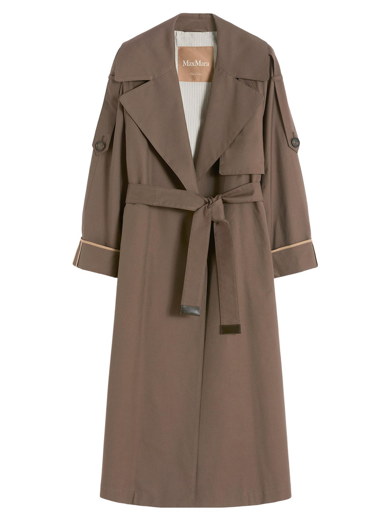 Women's Oversized Water Repellent Twill Trench Coat - Chocolate 1