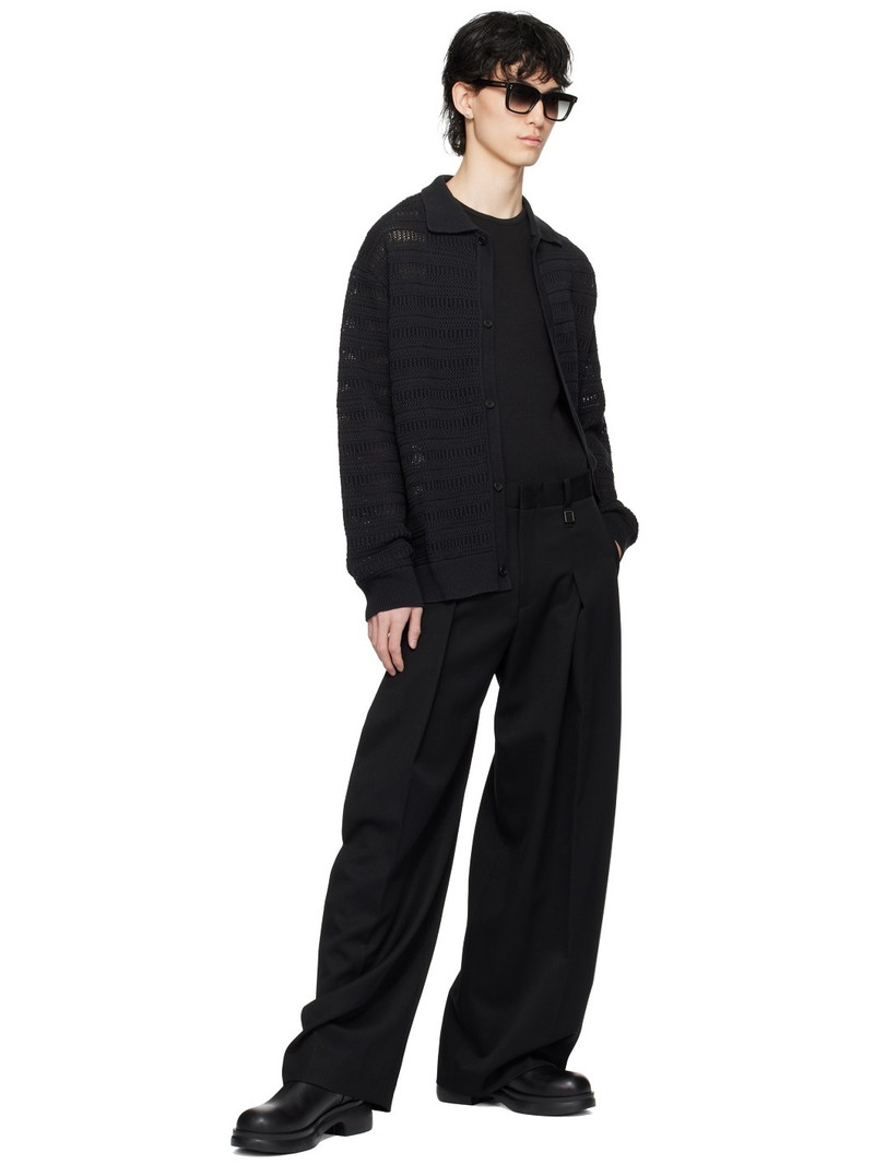SOLID HOMME Black Spread Collar Cardigan outlook