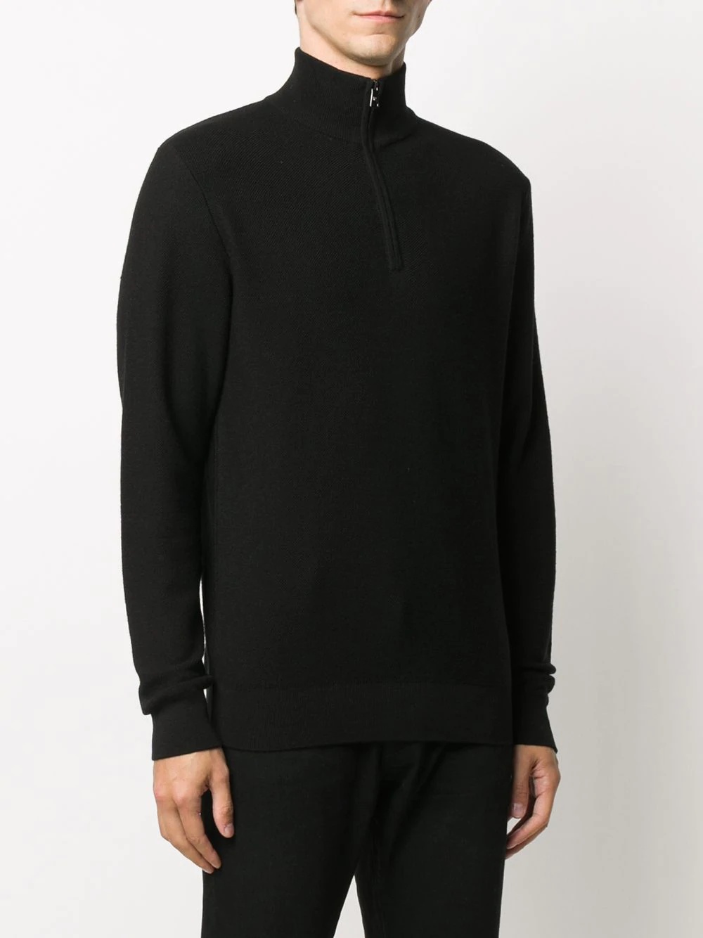 zipped up ribbed knit jumper - 3