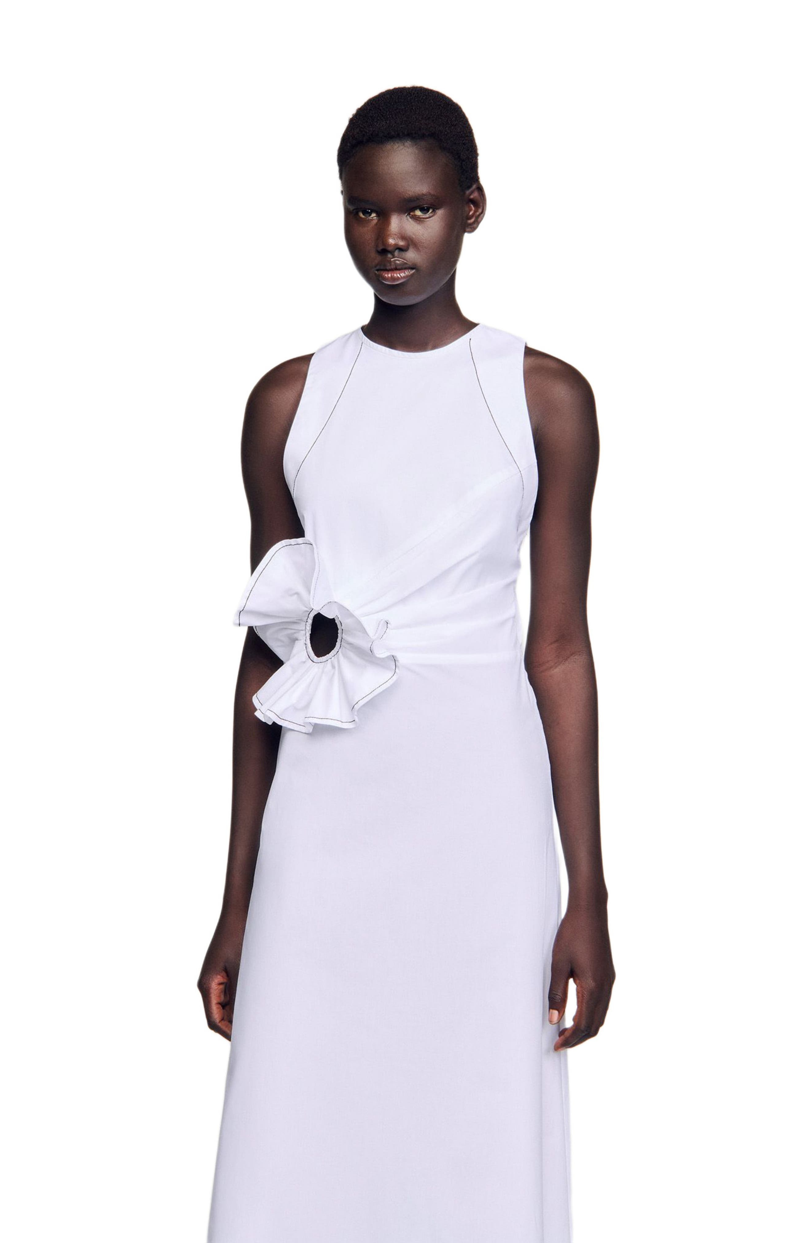 SANDRO Ruffled sleeveless maxi dress in White at Nordstrom - 3