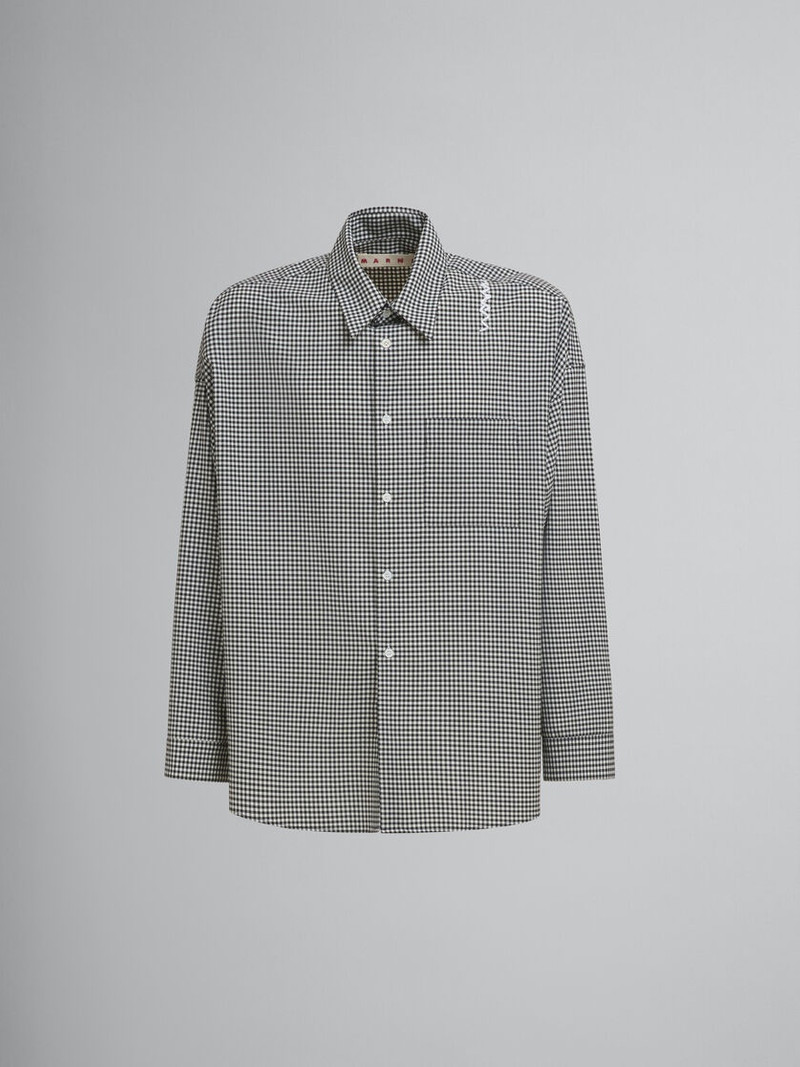 BLACK AND WHITE CHECKED WOOL SHIRT - 1
