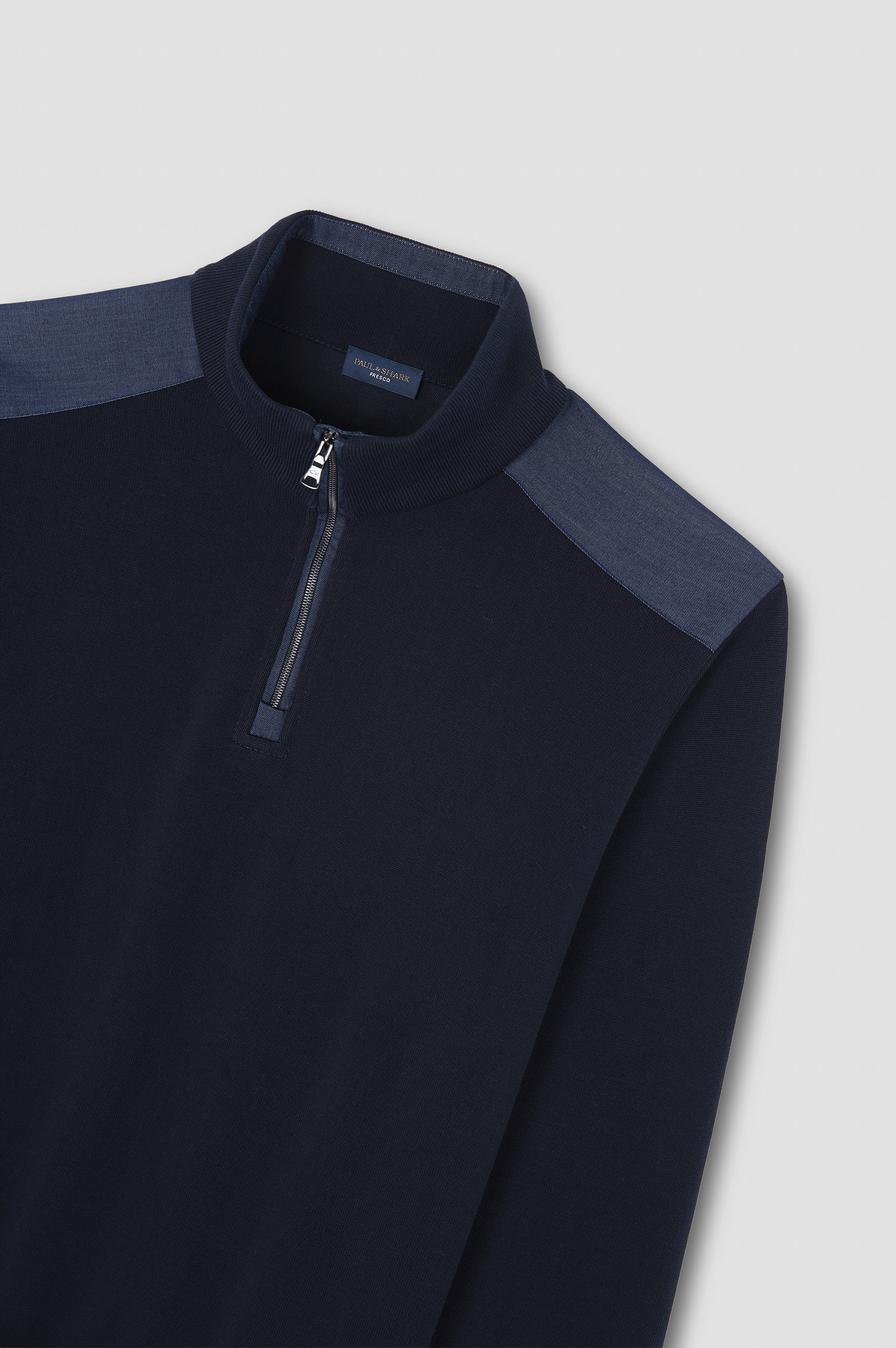 SWEATER IN FRESH COTTON WITH DENIM DETAILS - 6