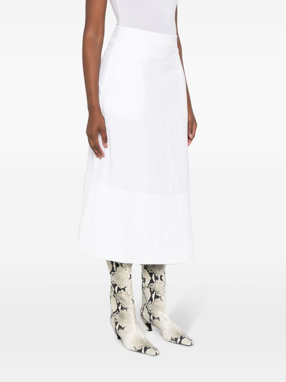 asymmetric linen midi skirt - 3