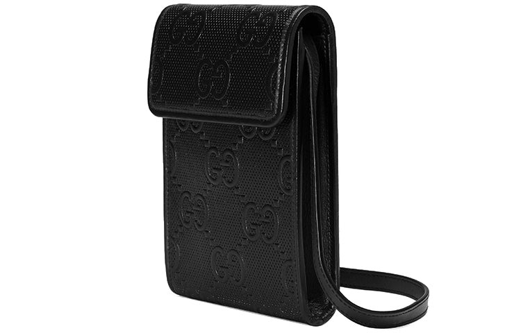 (WMNS) Gucci Logo Embossing Leather Shoulder Messenger Bag Mini Unisex / Black 625571-1W3AN-1000 - 3