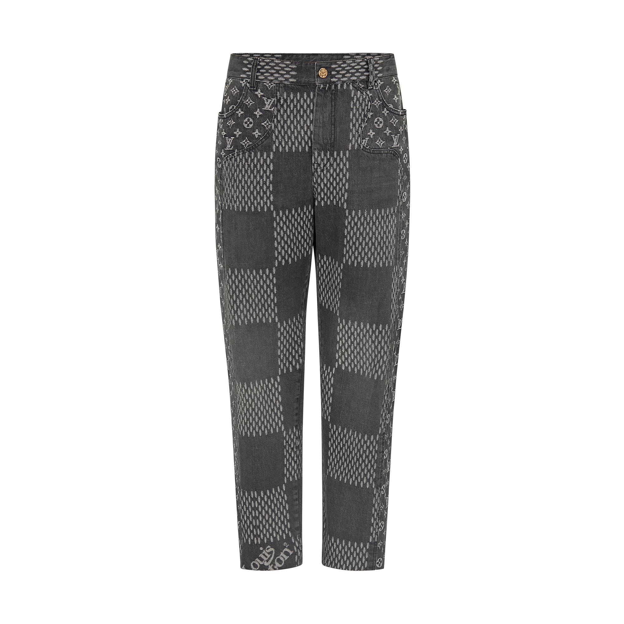 GIANT DAMIER WAVES MONOGRAM DENIM PANTS - 1