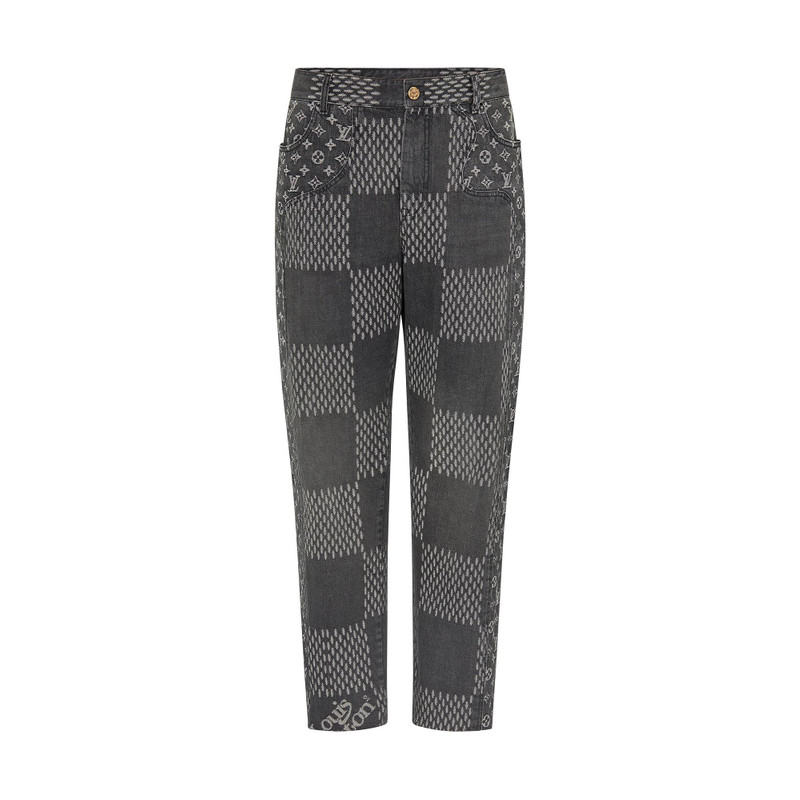 GIANT DAMIER WAVES MONOGRAM DENIM PANTS - 1