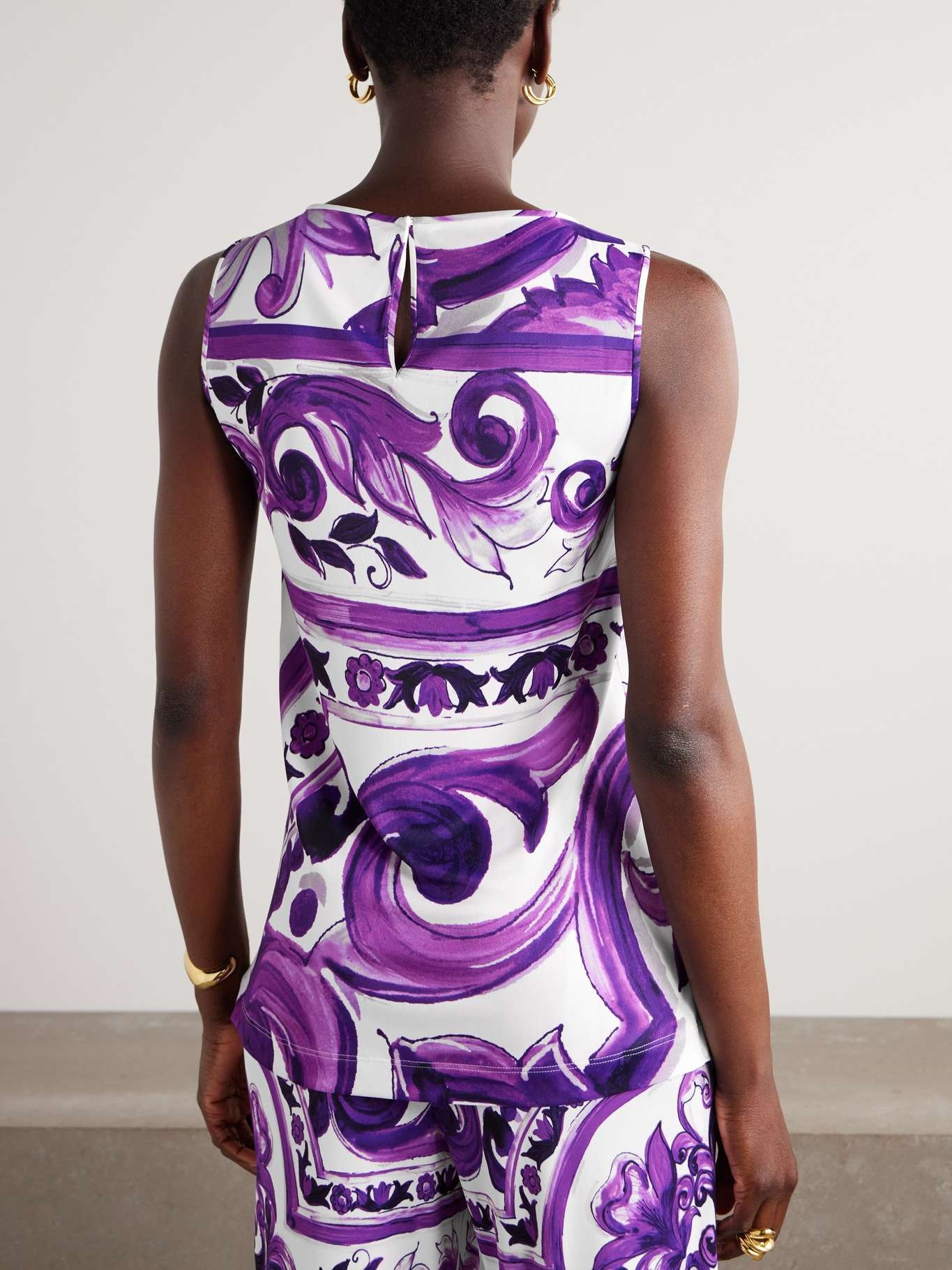 Printed jersey tank Purple - 4