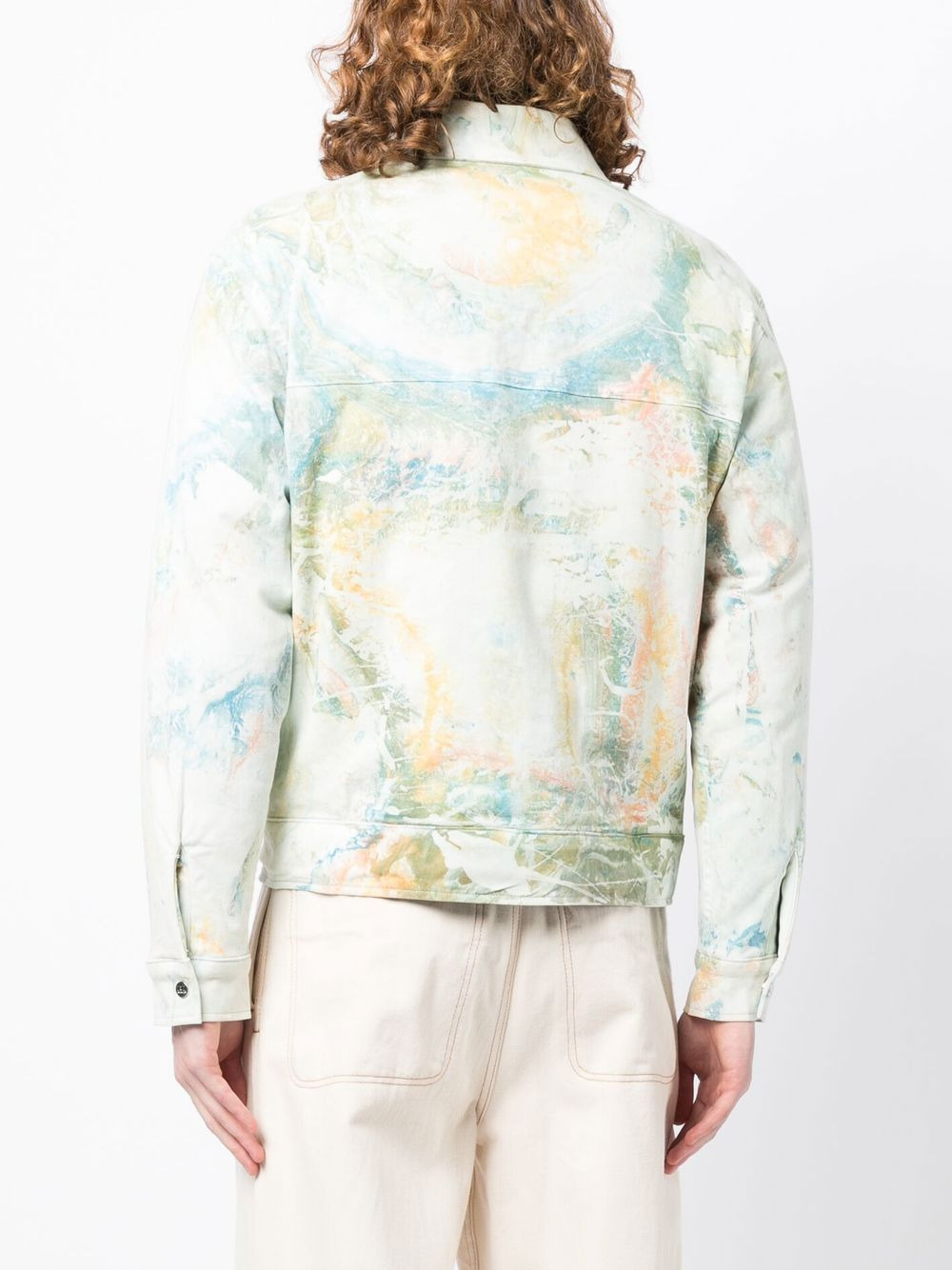 marble-print cotton jacket - 4