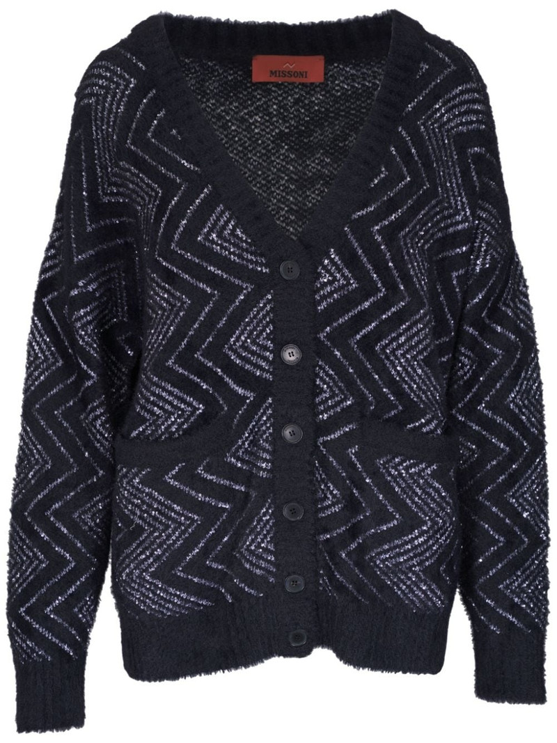 zigzag-woven buttoned cardigan 1