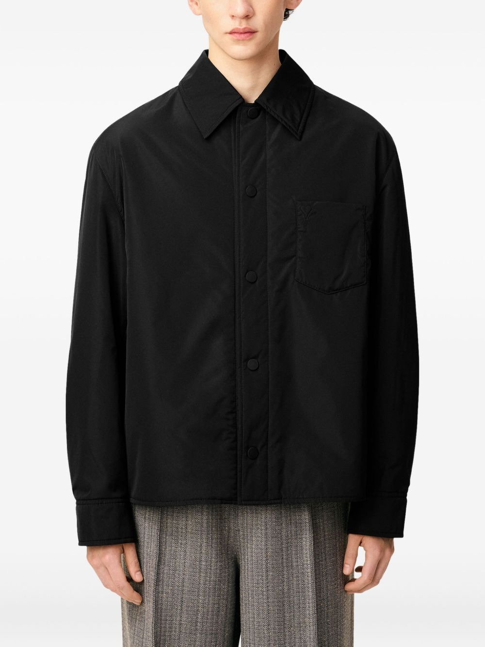 padded chest-pocket overshirt - 5