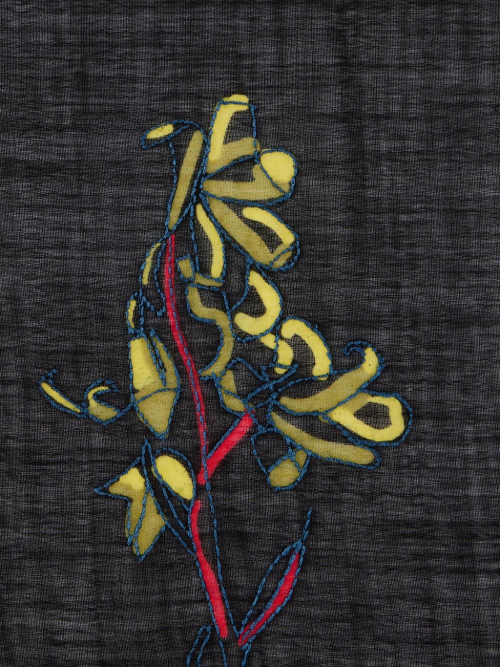 floral-embroidered wool scarf - 3
