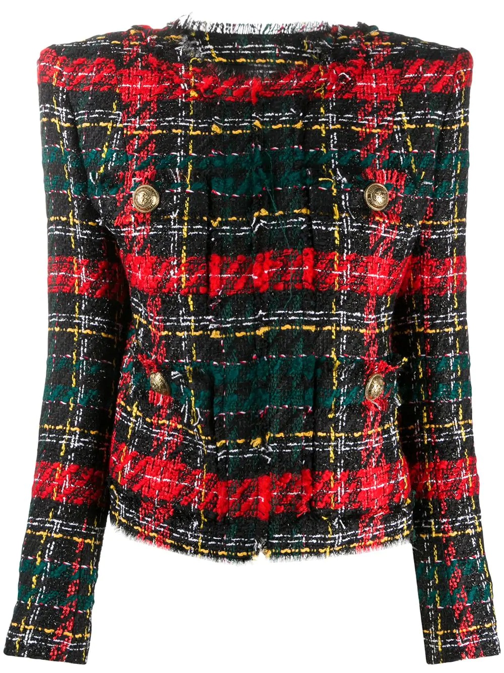 tartan bouclé tweed blazer - 1