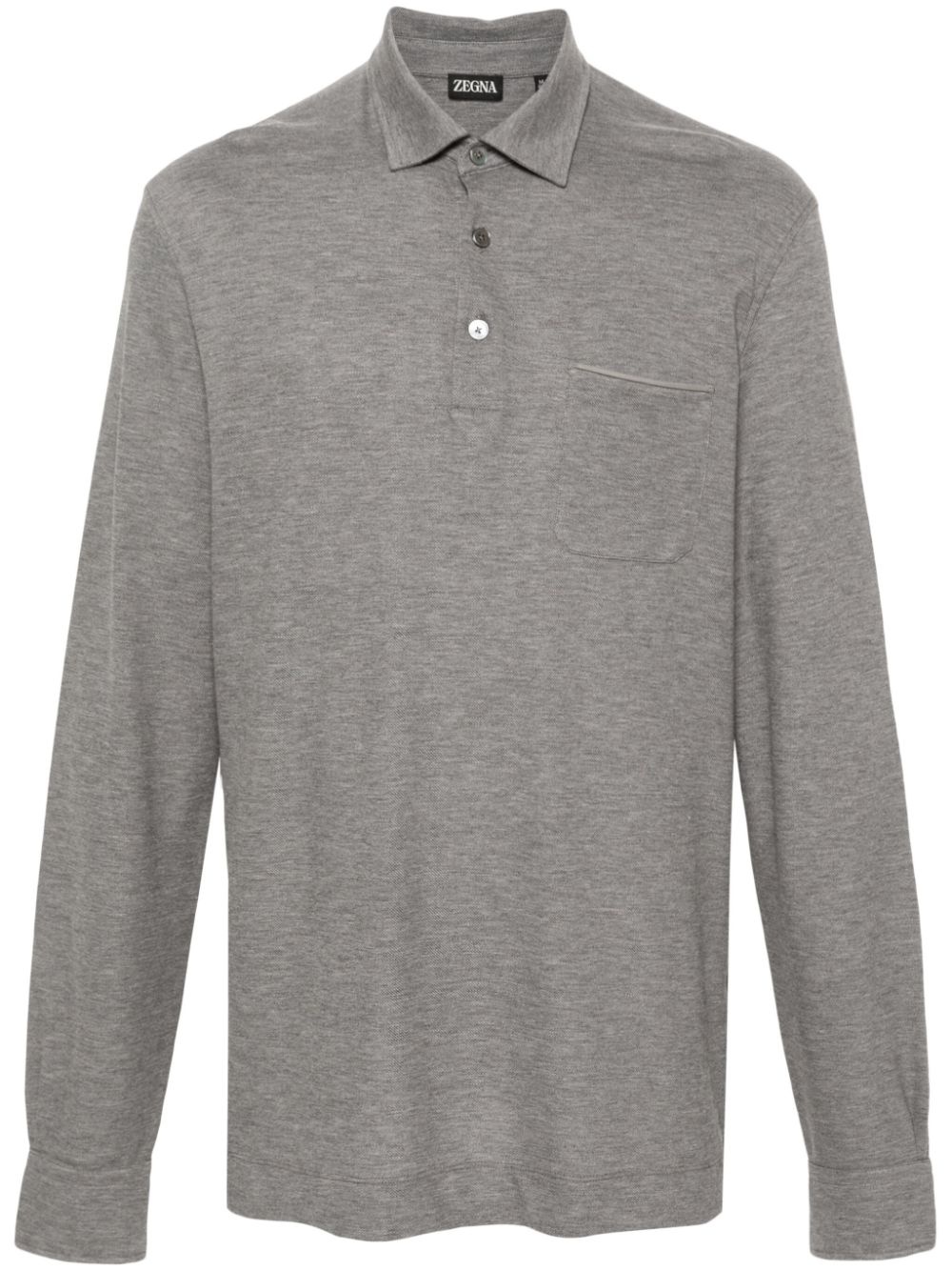 long-sleeve cotton polo shirt - 1