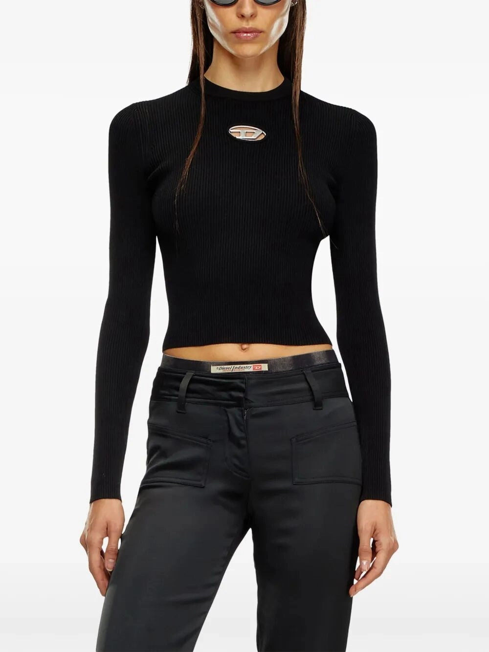 Diesel Women `M-Valari` Rib-Knit Viscose-Blend Top With `Oval D` - 4
