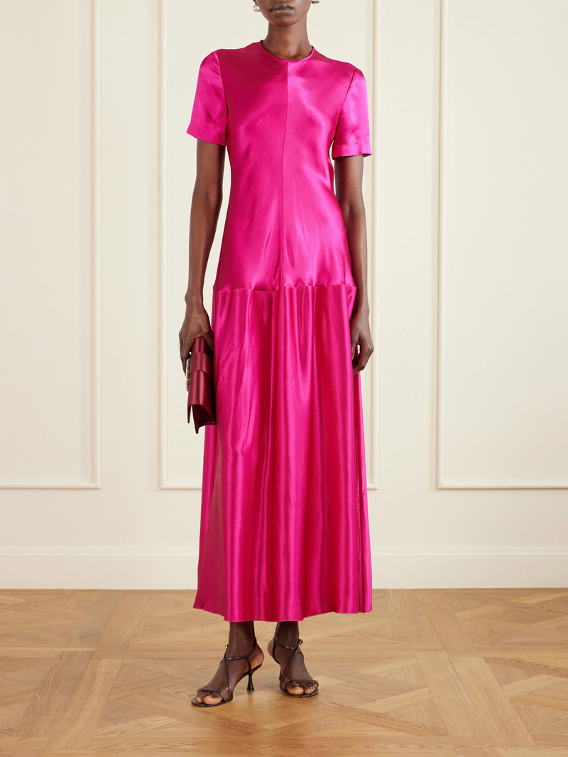 FFORME Clodia Pleated Textured-satin Maxi Dress outlook