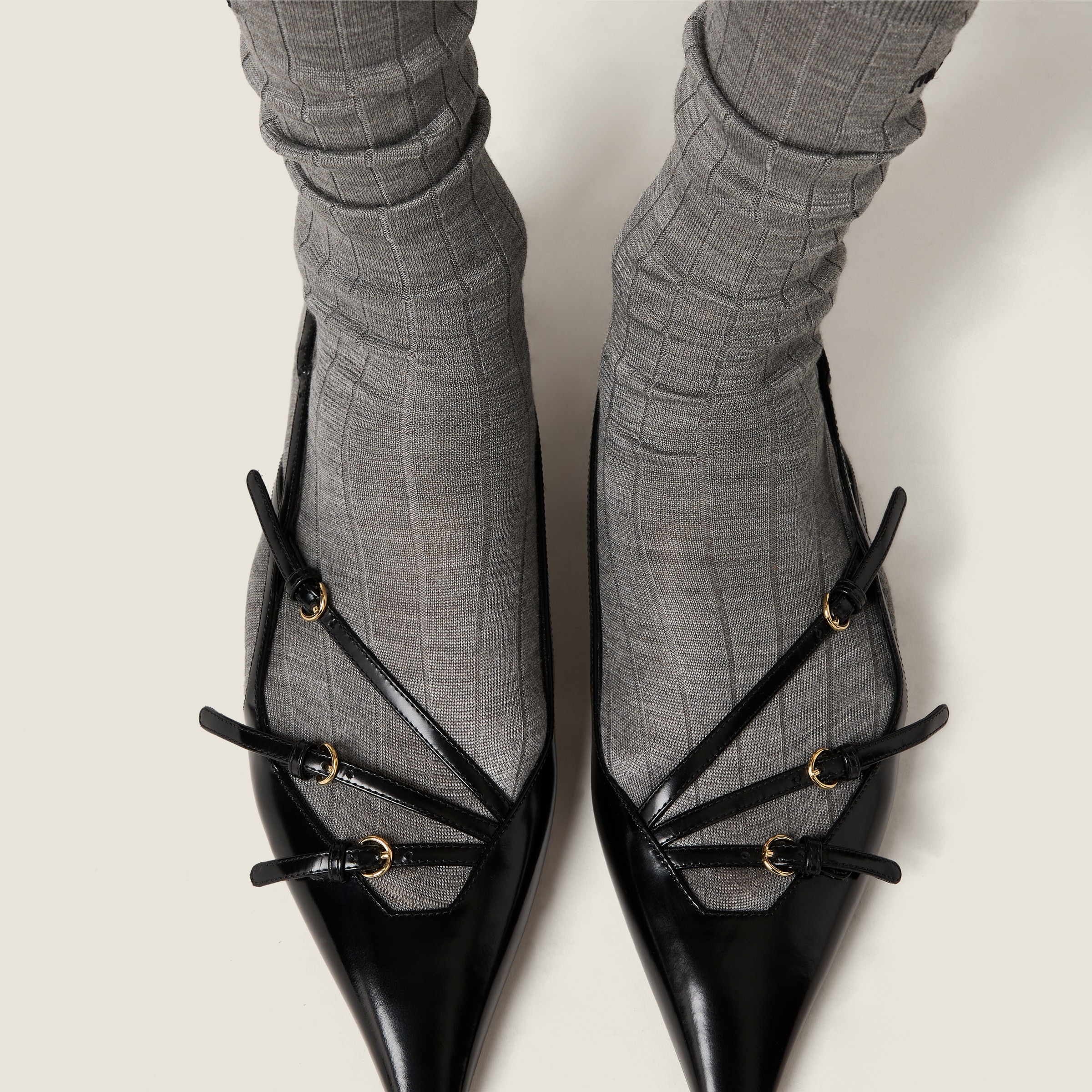 Leather slingback ballerinas with buckles - 6
