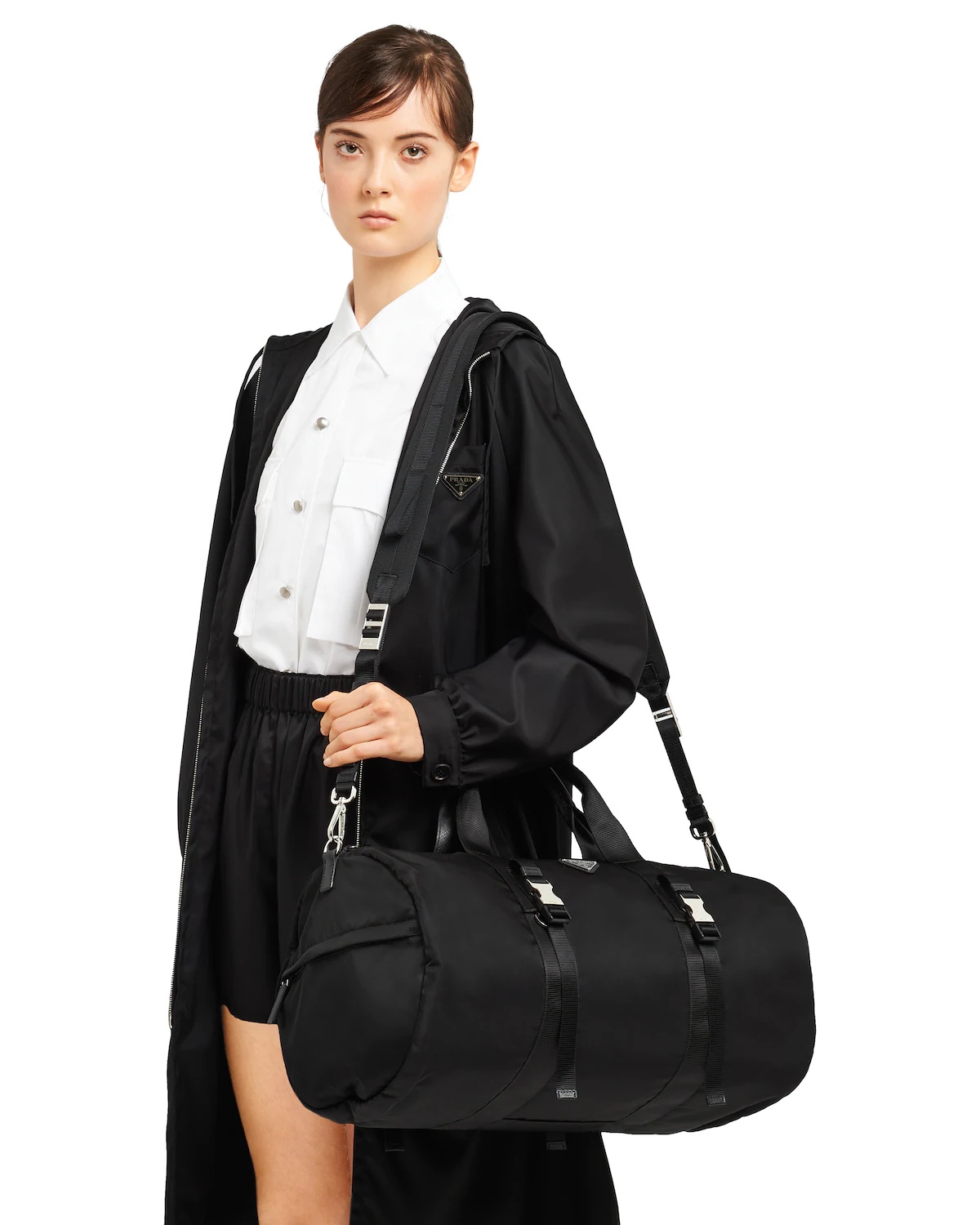 Nylon and Saffiano leather duffel bag - 2