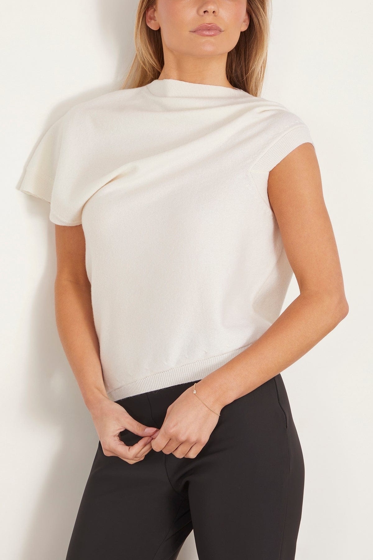 Deconstructed Knitted Top in Off White - 3
