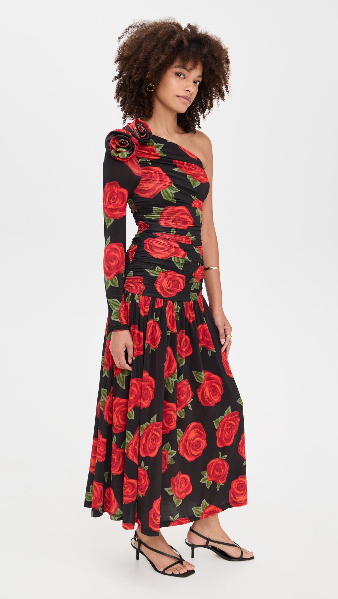 Latin Roses One Shoulder Midi Dress - 3