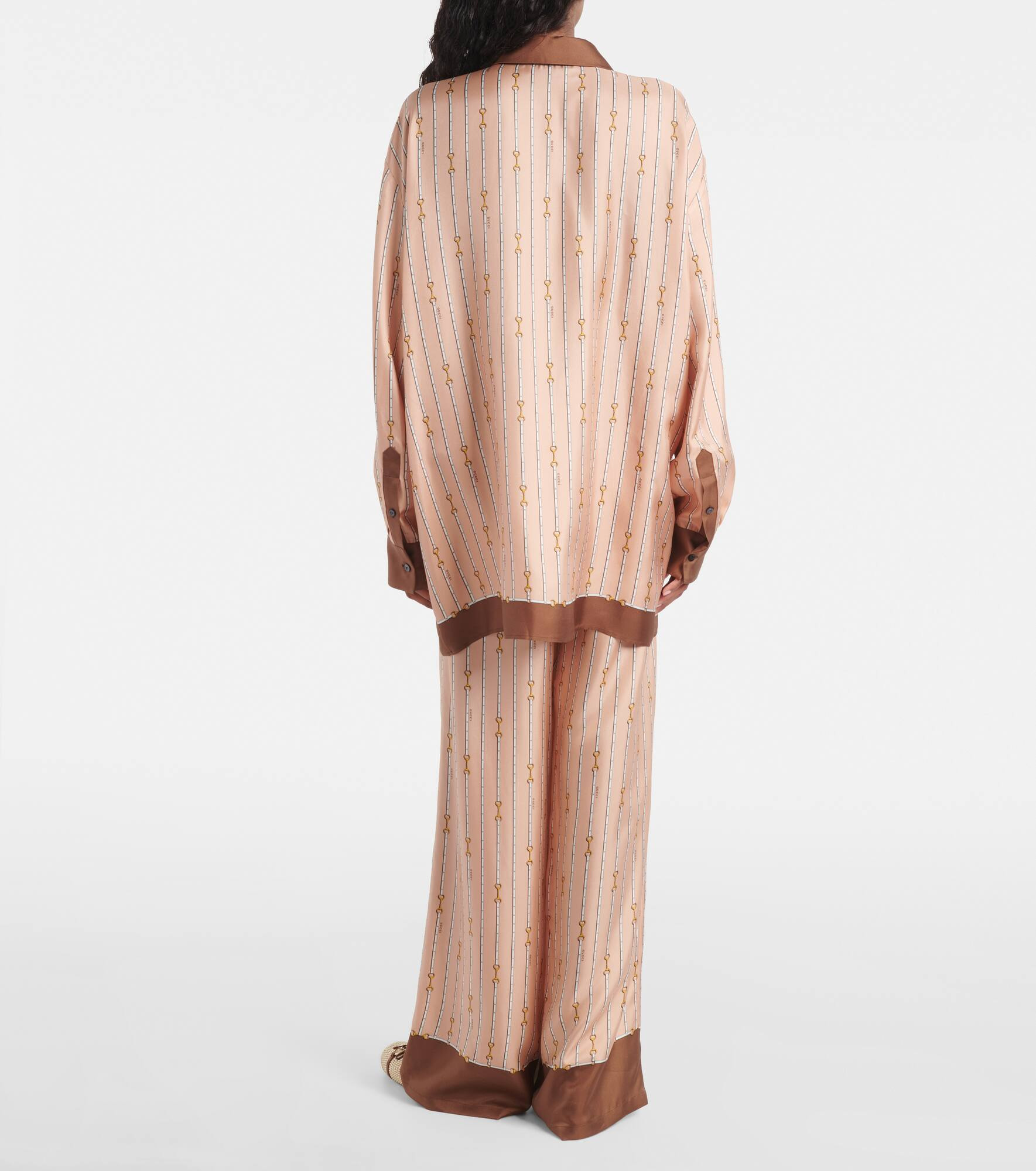 Horsebit oversized silk shirt - 3