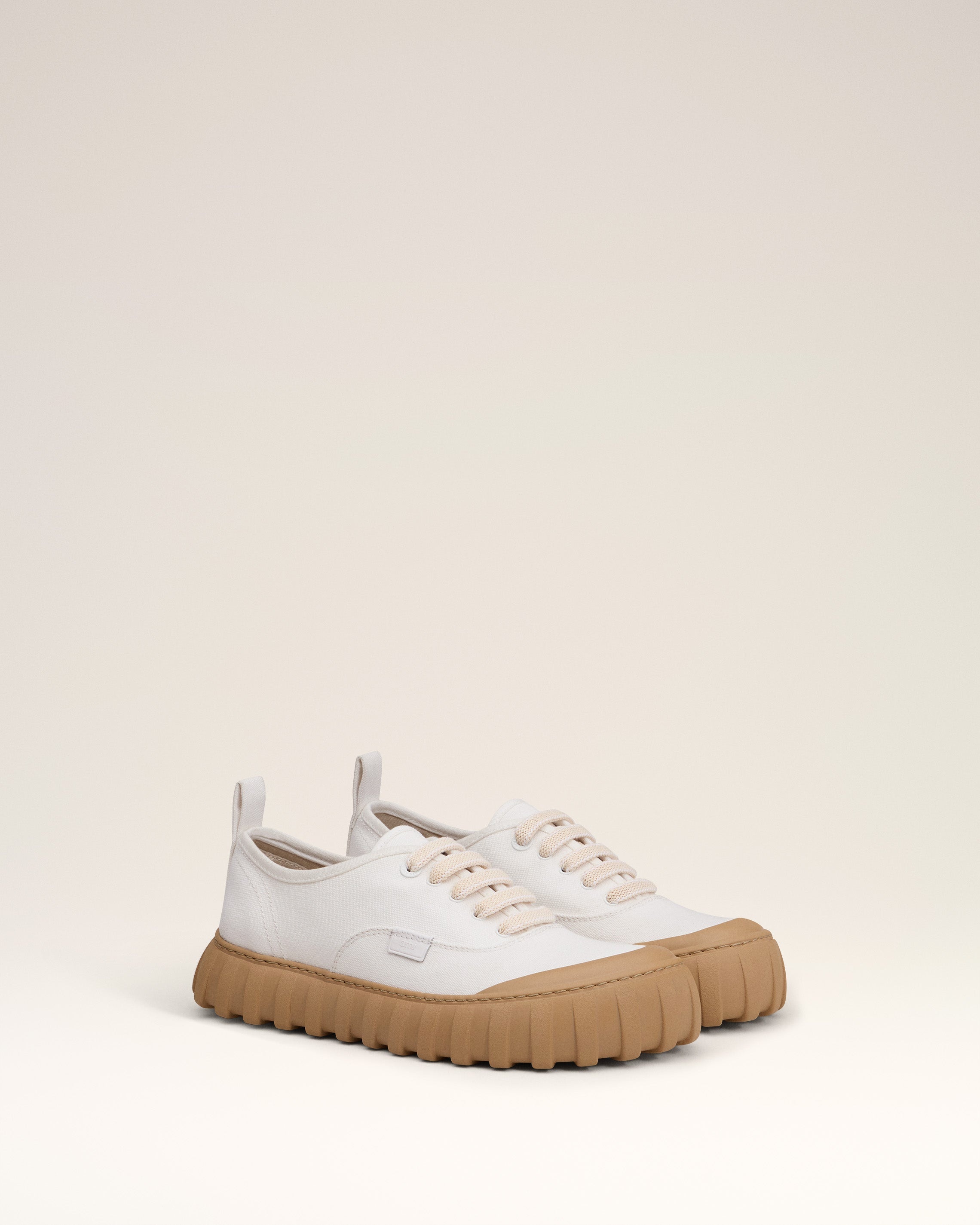 WHITE COTTON LOW TOP TEMPO CANVAS SNEAKERS - 3