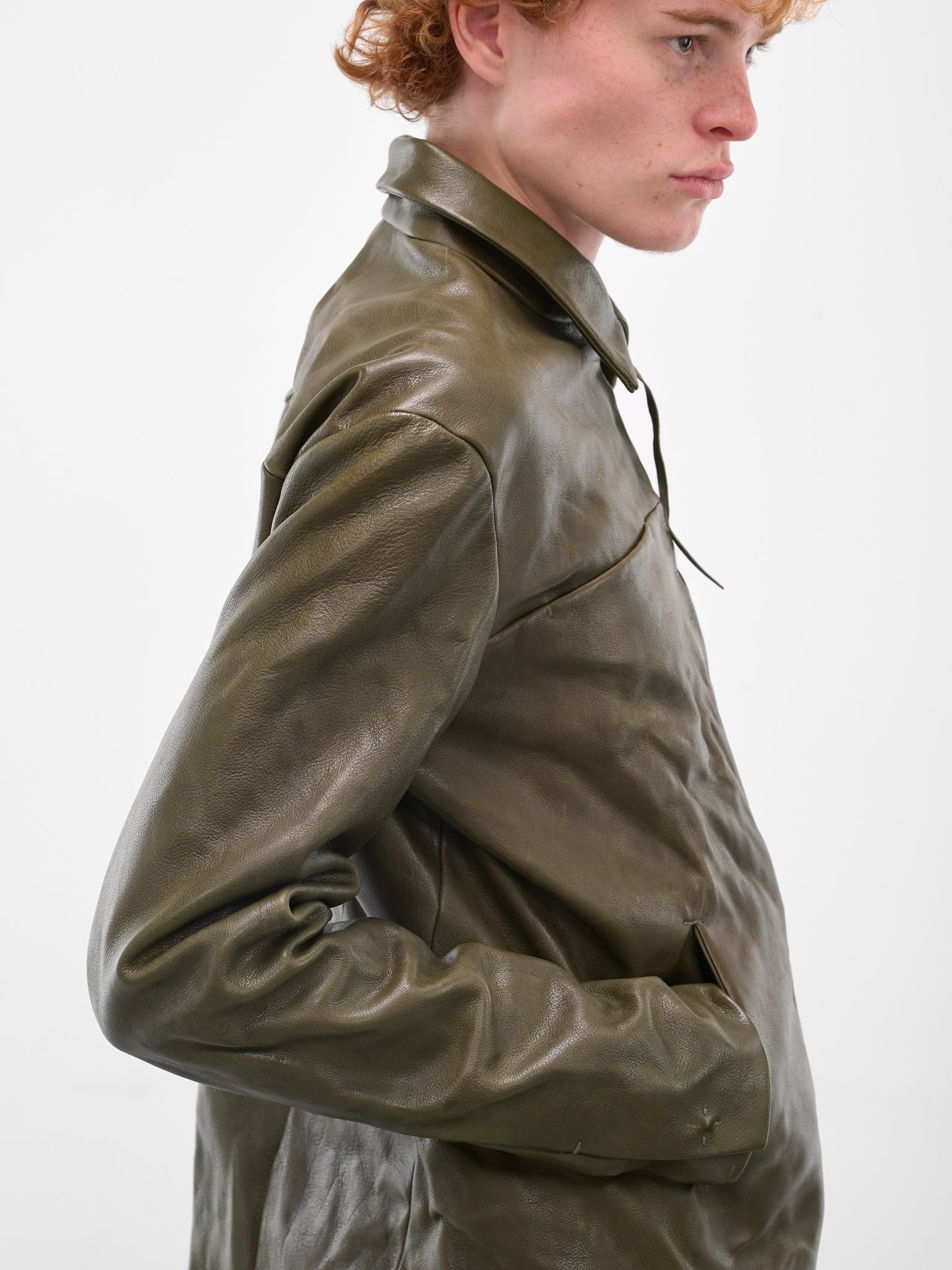 Buffalo Leather Zip Trucker Jacket - 5