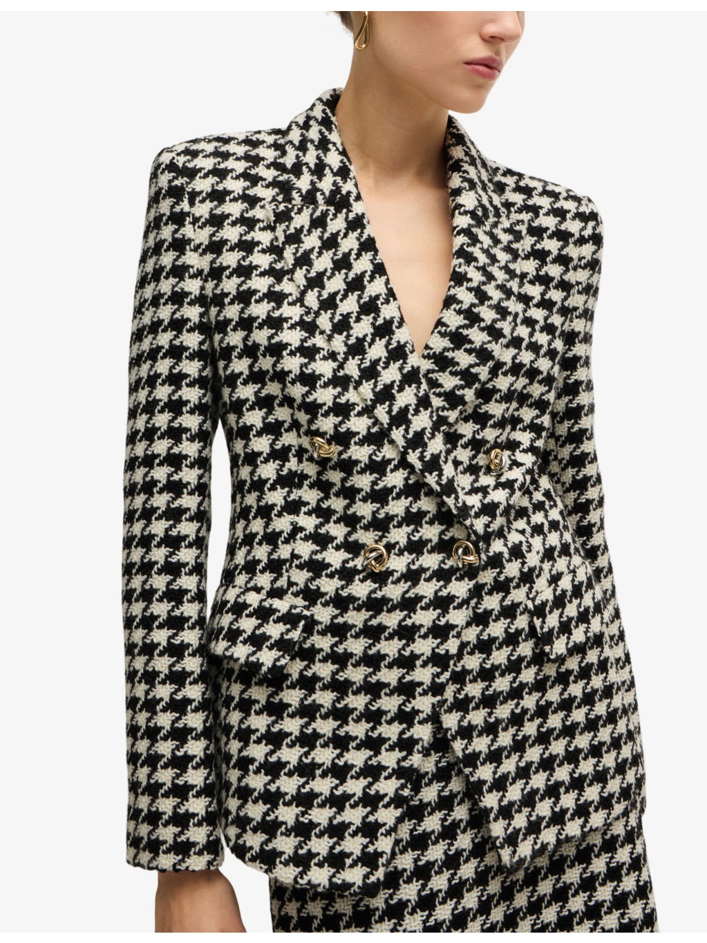Houndstooth-pattern slim-fit woven blazer - 5