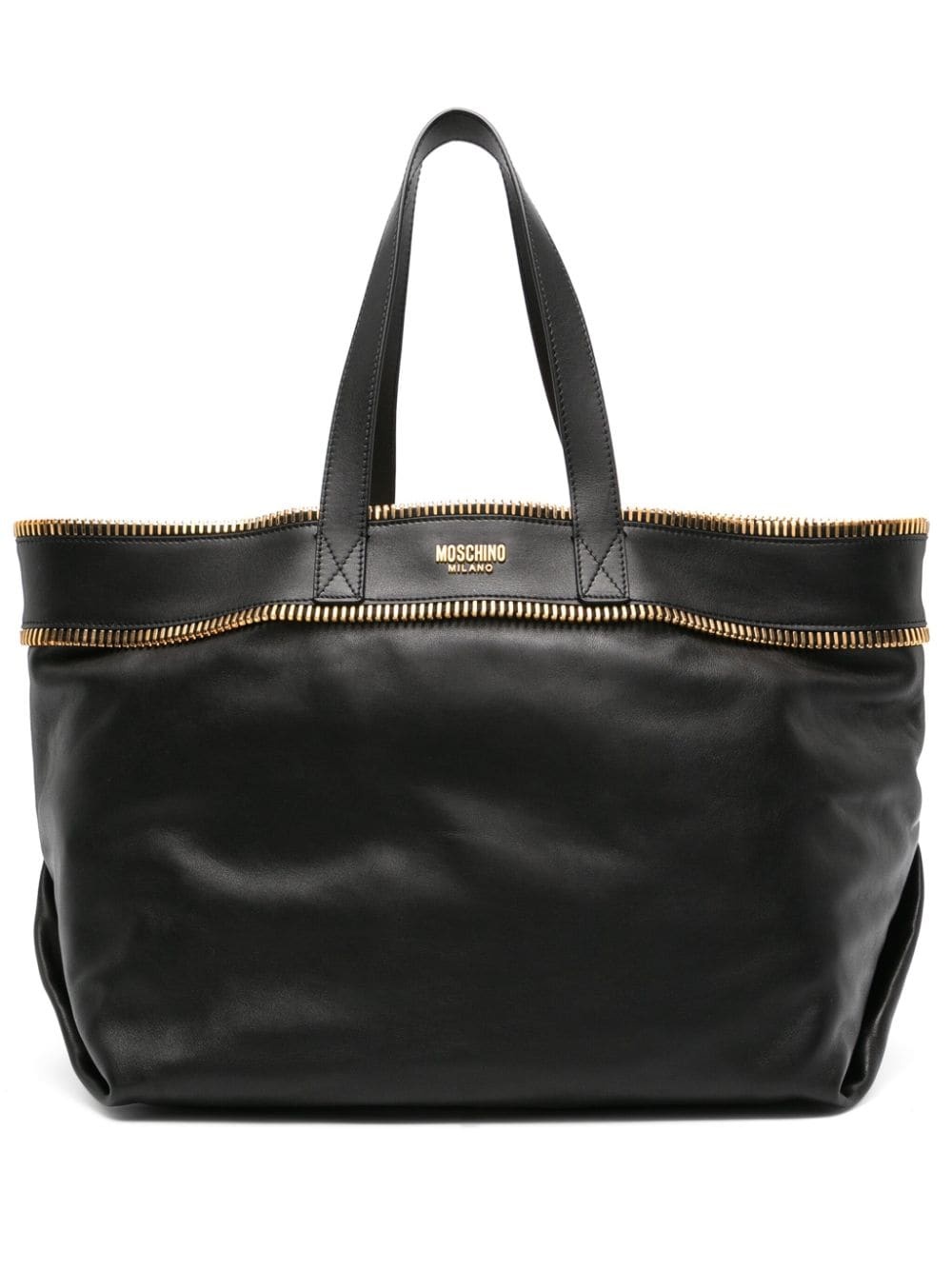 zip-detail leather tote bag - 1