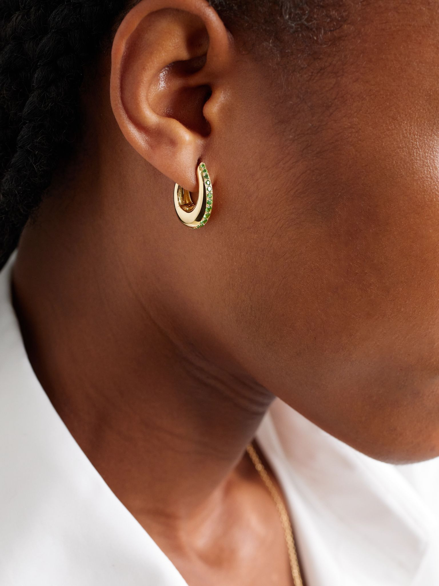Chakra Icon 18-karat gold tsavorite hoop earrings Green - 2