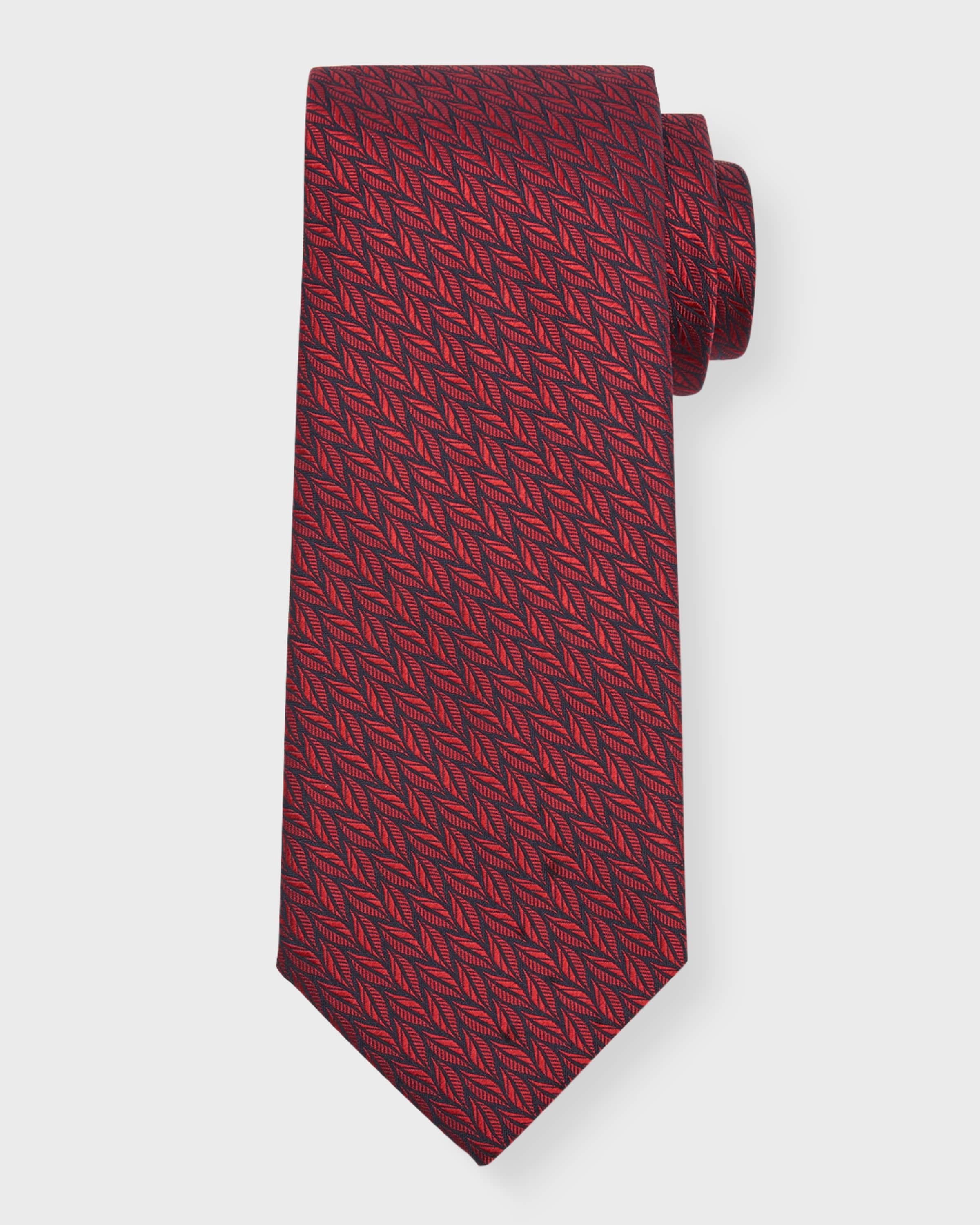 Men's Woven Leaves Silk Tie - 1