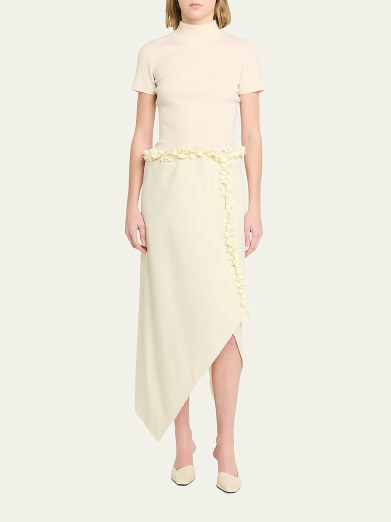 diotima Darliston Embellished Asymmetric Linen Midi Skirt outlook