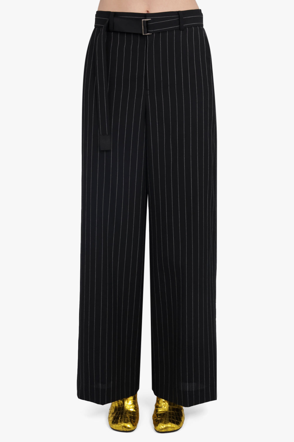 HIGH WAISTED STRAIGHT LEG STRIPE PANT | BLACK/WHITE - 3