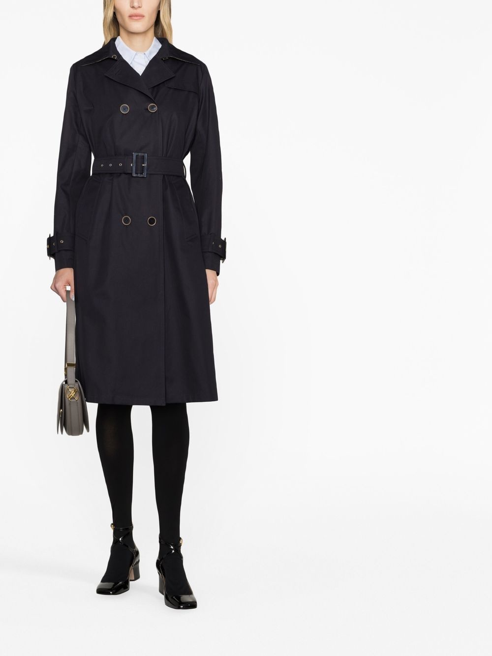 belted double-breasted trench coat - 2