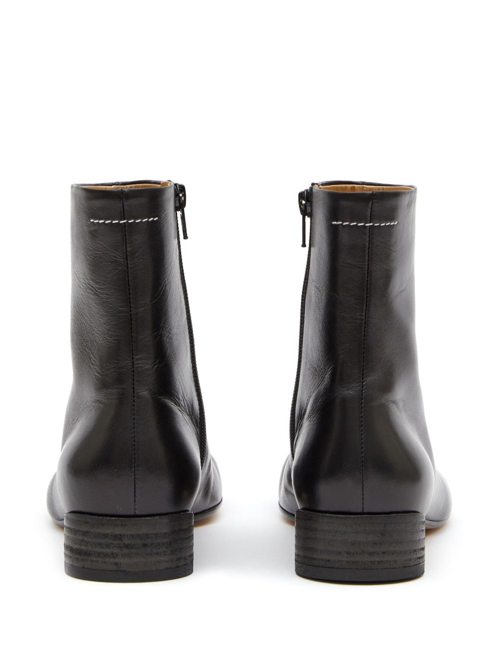 logo-embroidered leather ankle boots - 3