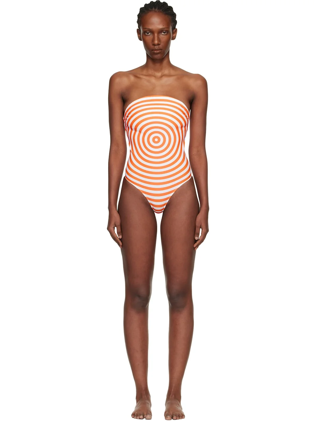 White & Orange 'The Target' Bodysuit - 1
