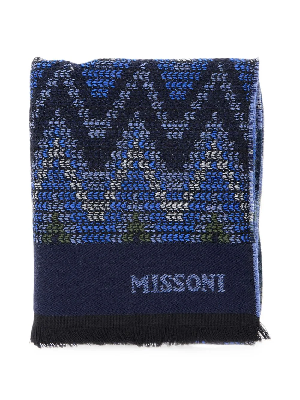 zigzag-knit fringed scarf - 1