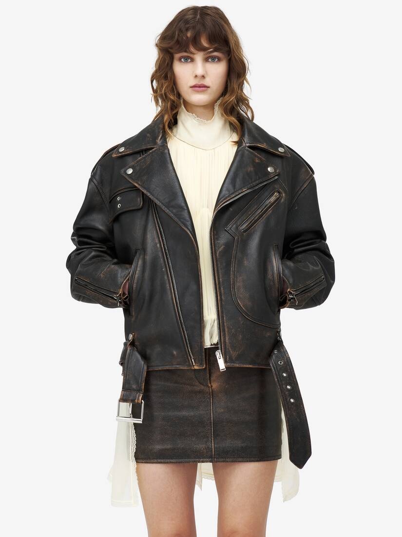 レザージャケット・コート Alexander Mcqueen Oversize Biker Jacket In Vintage Leather 23757505_54682562_600.jpg
