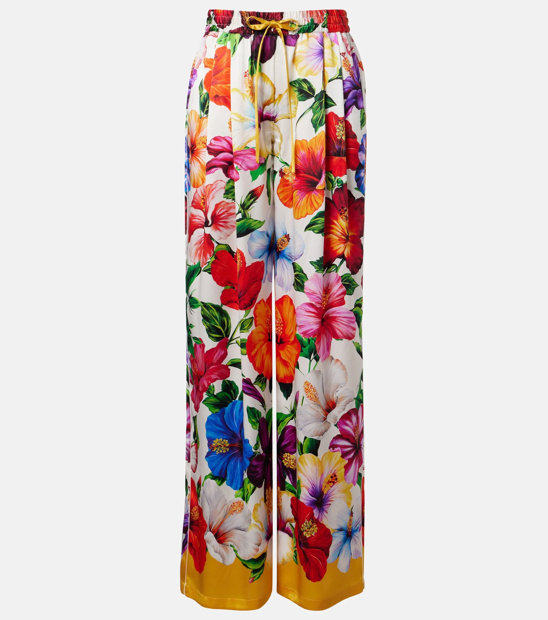 Floral silk-blend satin palazzo pants - 1