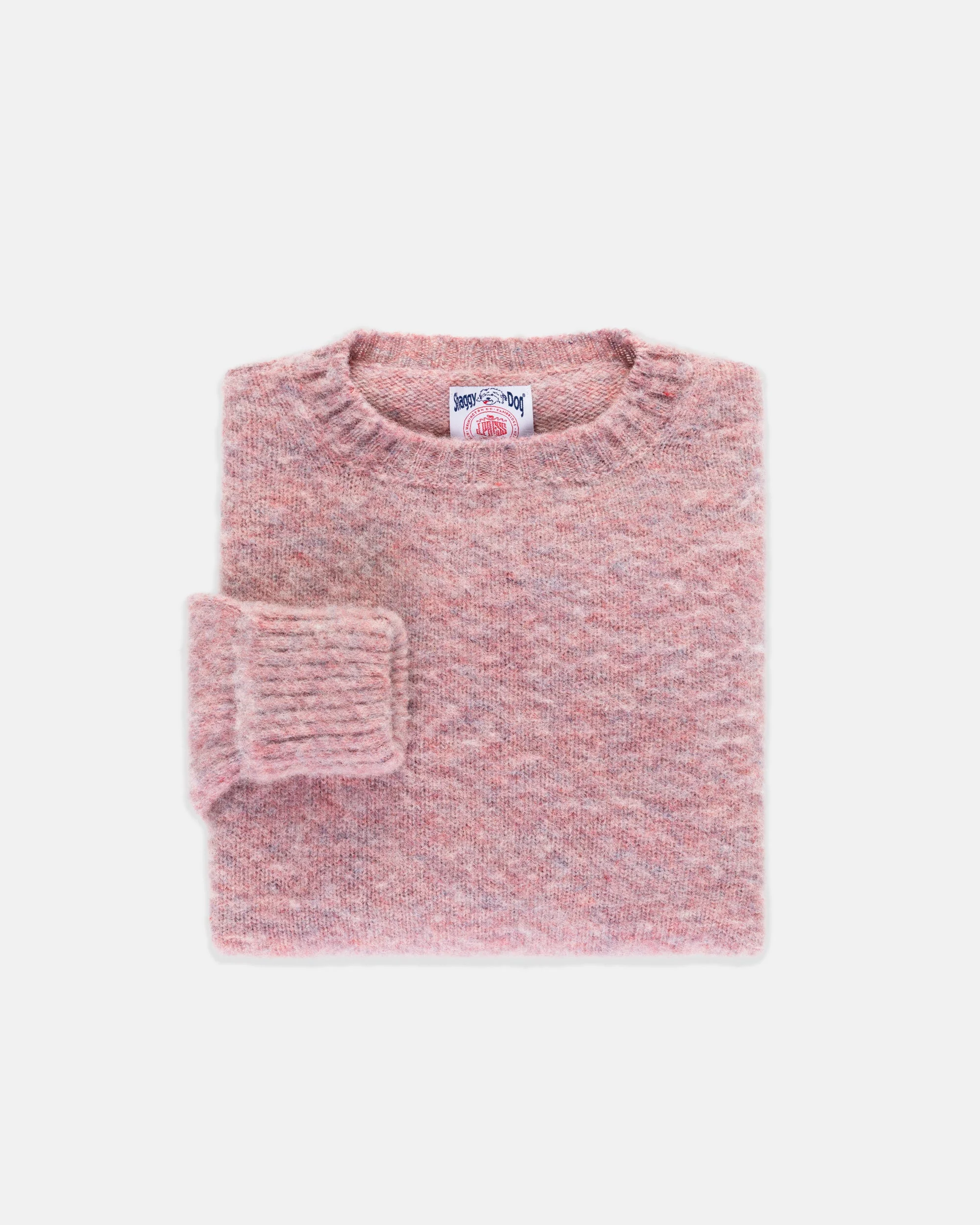MADE-IN-SCOTLAND DARK PINK MARL SHAGGY DOG SWEATER - CLASSIC FIT - 1