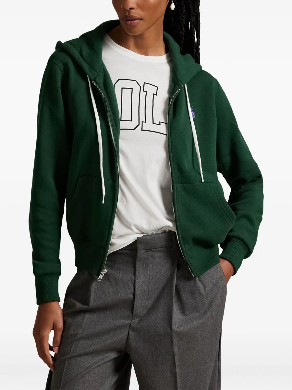 logo-embroidered hoodie - 1