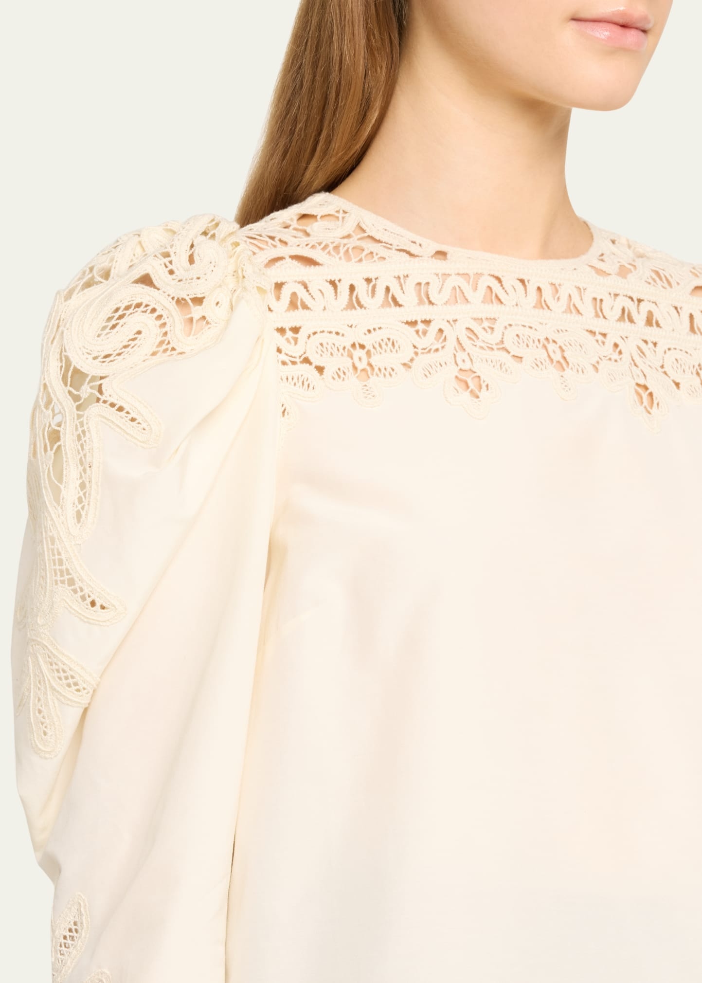 Aura Openwork Embroidered Cotton Silk Blouse - 5