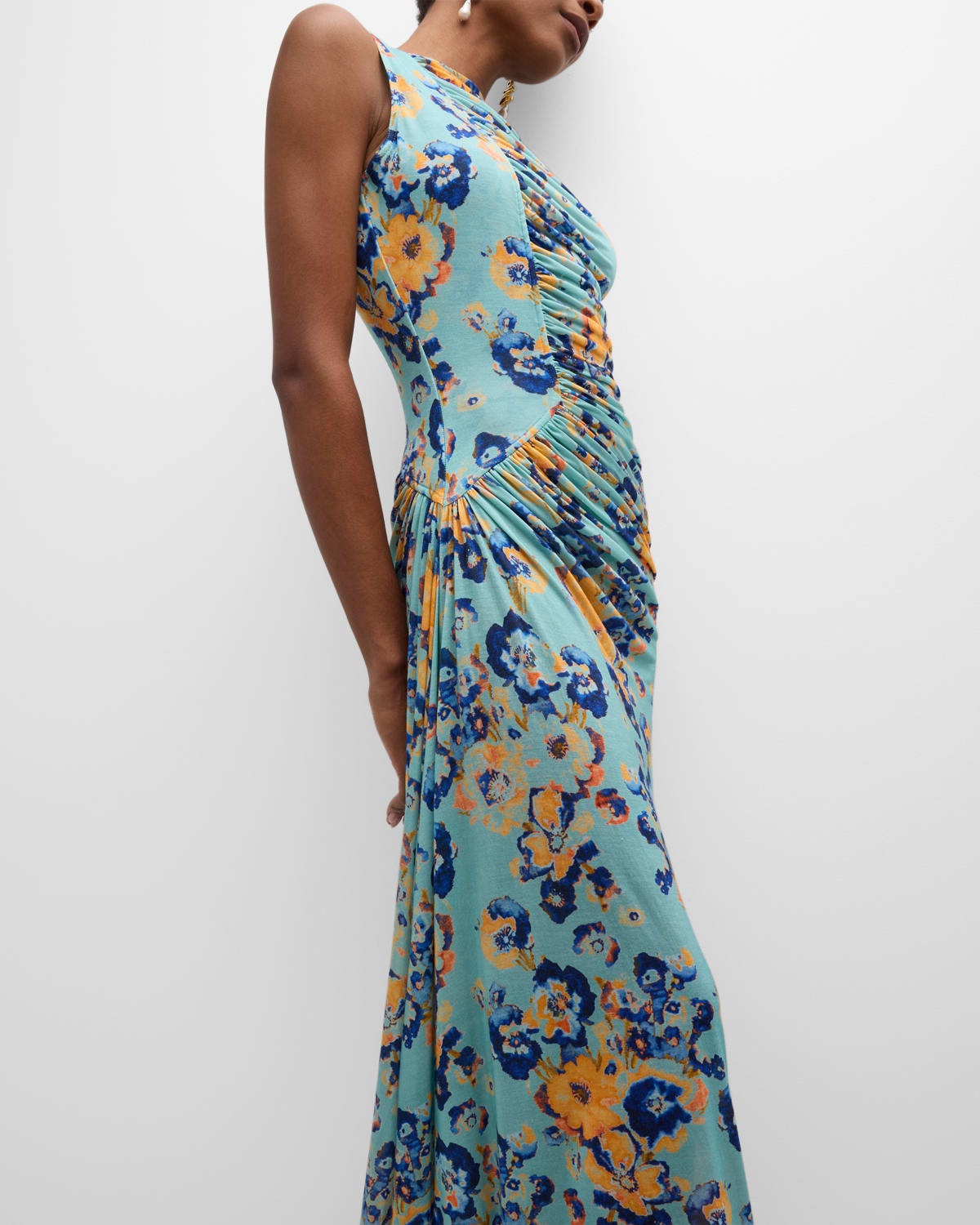 Irina Sleeveless Floral Linen Maxi Dress - 7