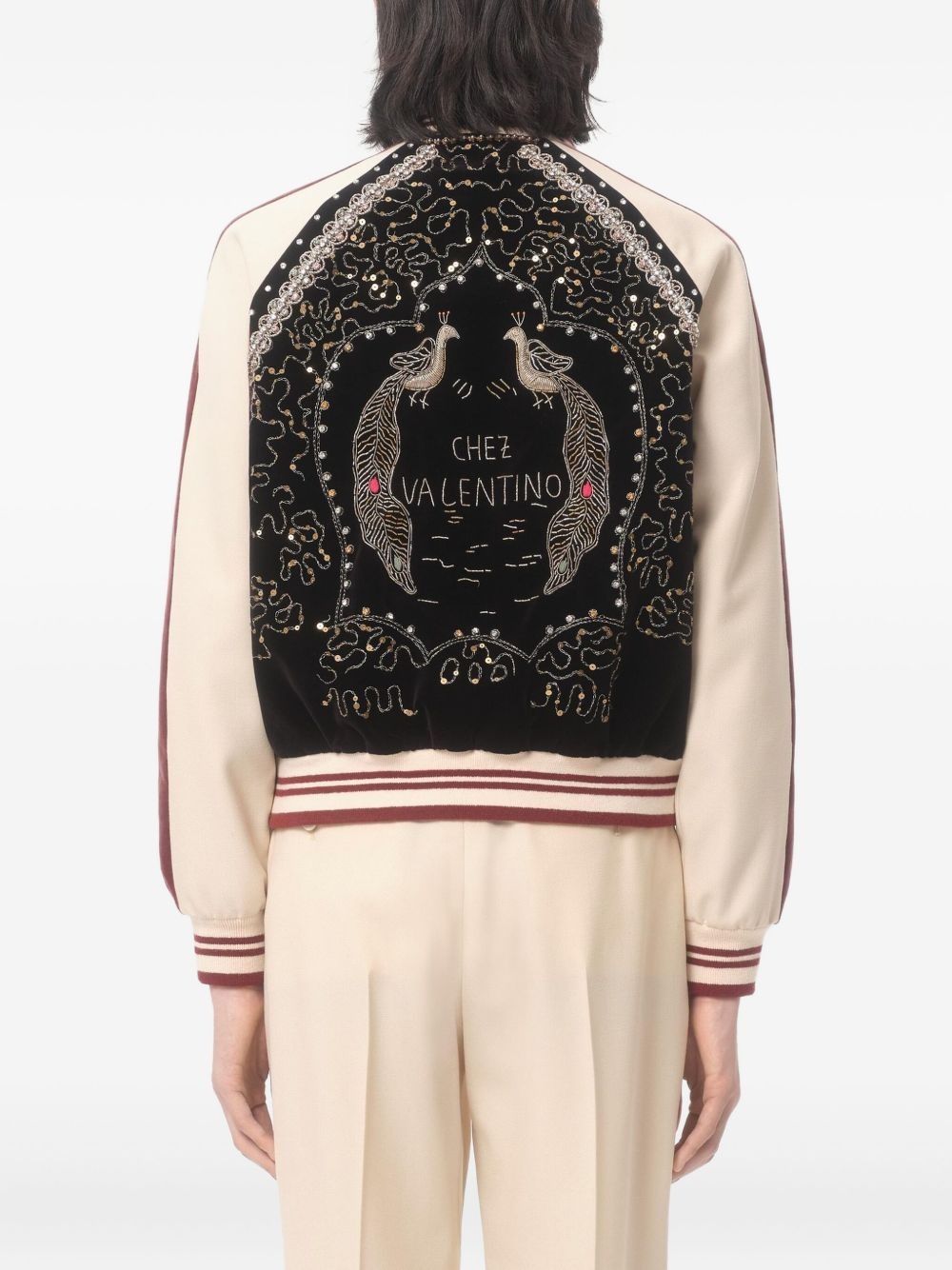 embroidered velour bomber jacket - 5