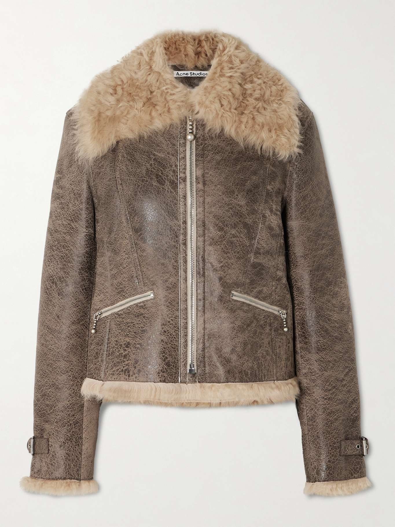 Distressed shearling jacket - 1