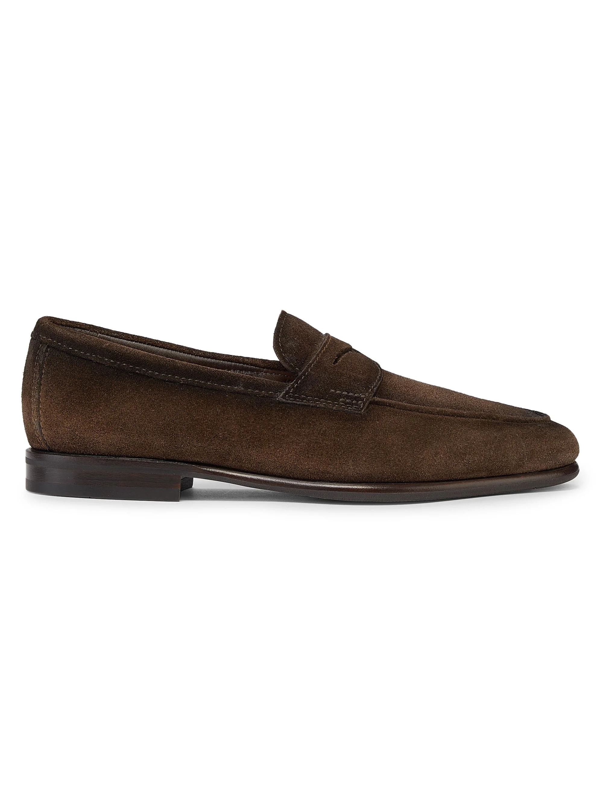 Men's Carlos Suede Penny Loafers - Dark Brown - 1