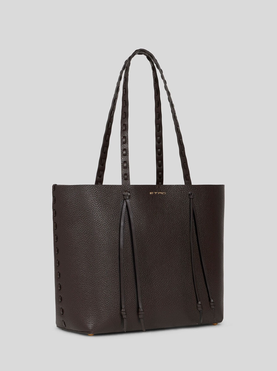 ETRO ESSENTIAL MEDIUM LEATHER TOTE BAG WITH THREADING - 6